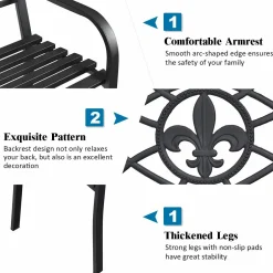 Tangkula Outdoor Steel Garden Bench Park Bench