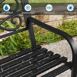 Tangkula Outdoor Steel Garden Bench Park Bench