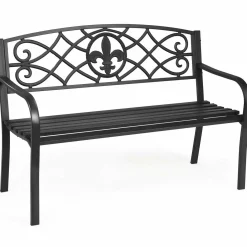 Tangkula Outdoor Steel Garden Bench Park Bench