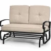 Tangkula Outdoor Swing Glider Chair , Patio Glider Bench for 2 Persons, Outdoor Rocking Loveseat with Steel Frame