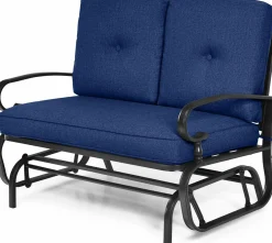 Tangkula Outdoor Swing Glider Chair , Patio Glider Bench for 2 Persons, Outdoor Rocking Loveseat with Steel Frame