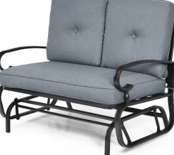 Tangkula Outdoor Swing Glider Chair , Patio Glider Bench for 2 Persons, Outdoor Rocking Loveseat with Steel Frame