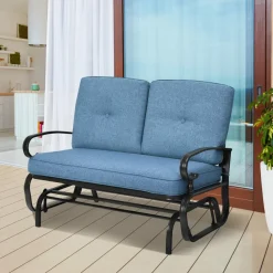 Tangkula Outdoor Swing Glider Chair , Patio Glider Bench for 2 Persons, Outdoor Rocking Loveseat with Steel Frame