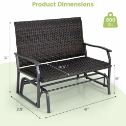 Tangkula Outdoor Swing Glider Bench