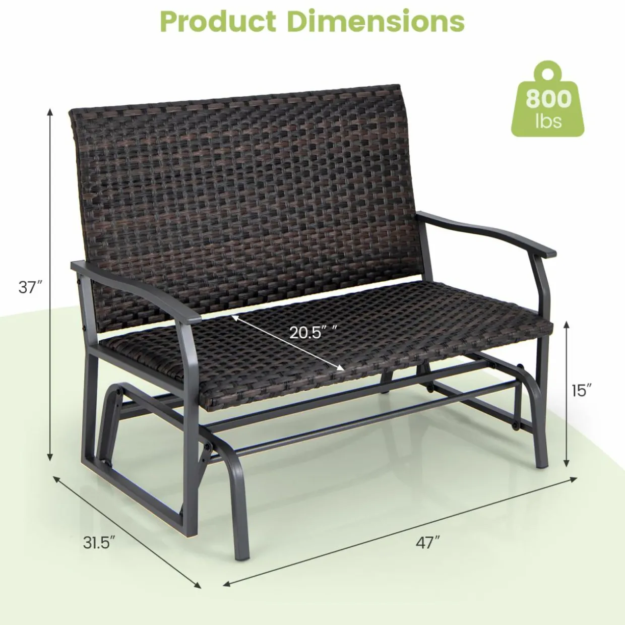 Tangkula Outdoor Swing Glider Bench