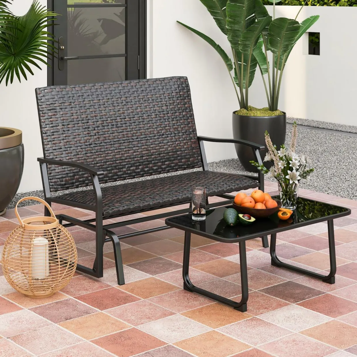 Tangkula Outdoor Swing Glider Bench