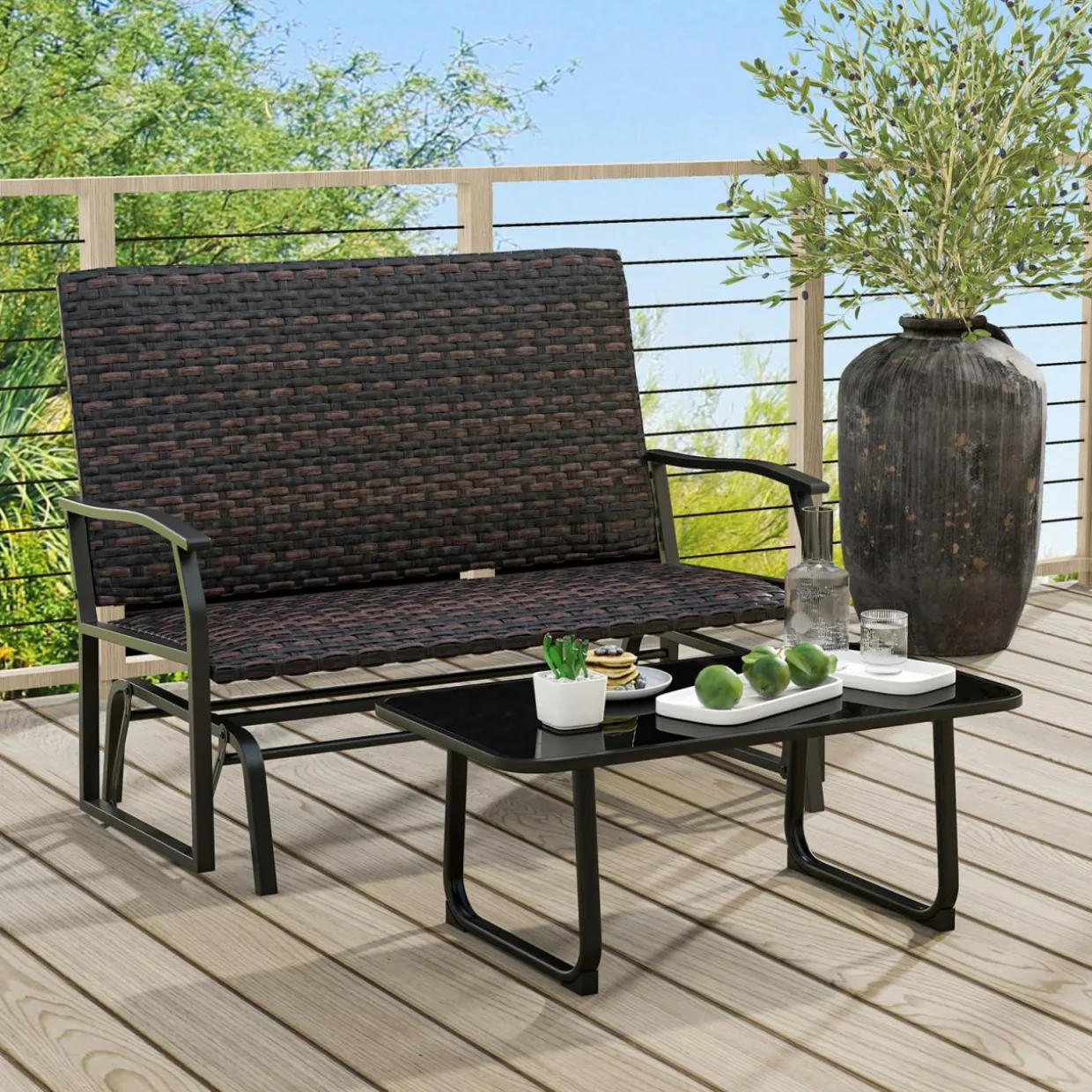 Tangkula Outdoor Swing Glider Bench