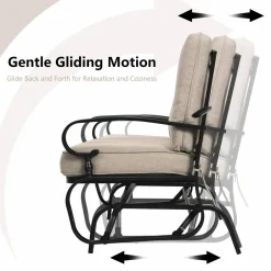Tangkula Outdoor Swing Glider Chair , Patio Glider Bench for 2 Persons, Outdoor Rocking Loveseat with Steel Frame