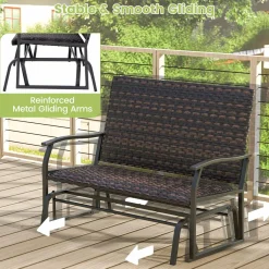 Tangkula Outdoor Swing Glider Bench