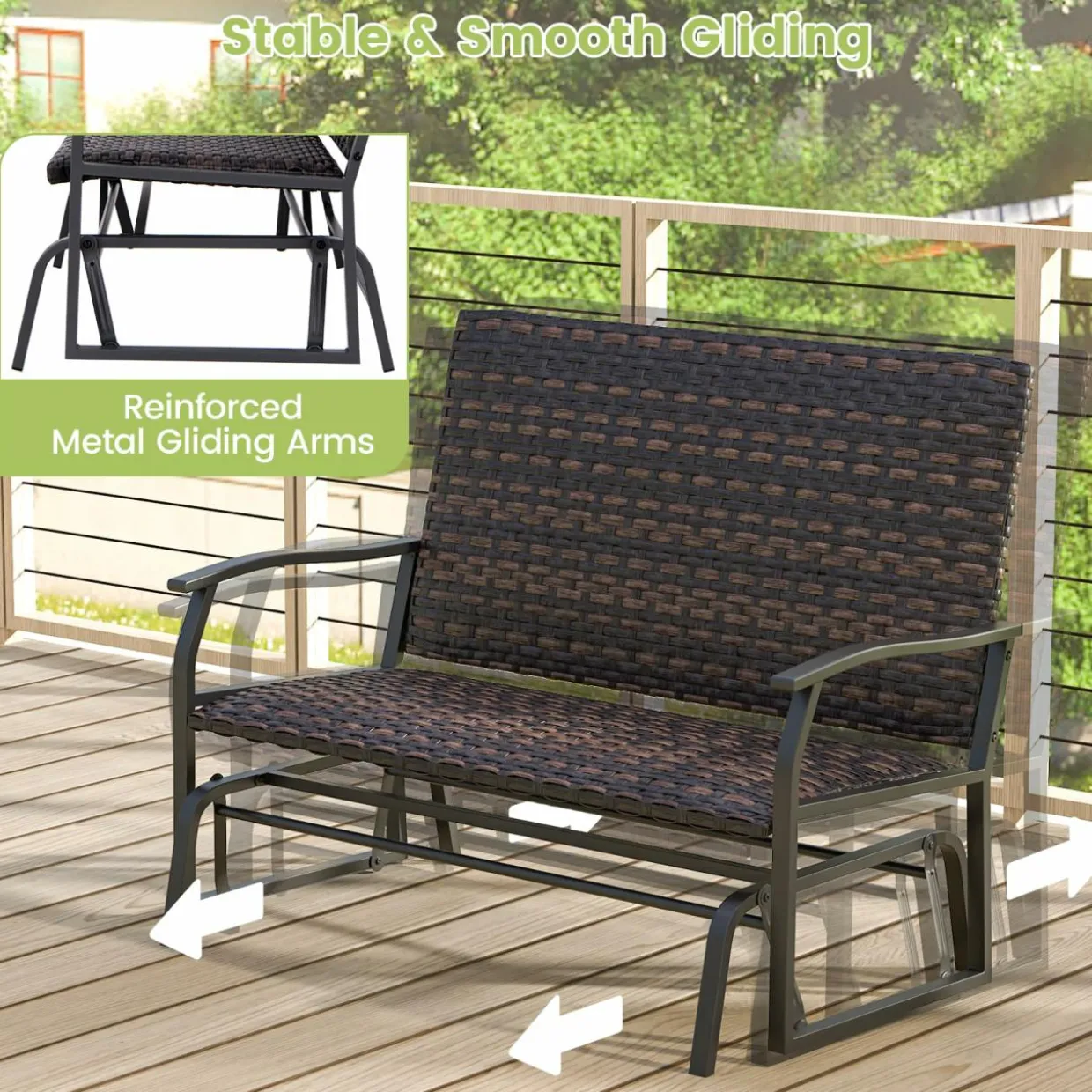 Tangkula Outdoor Swing Glider Bench