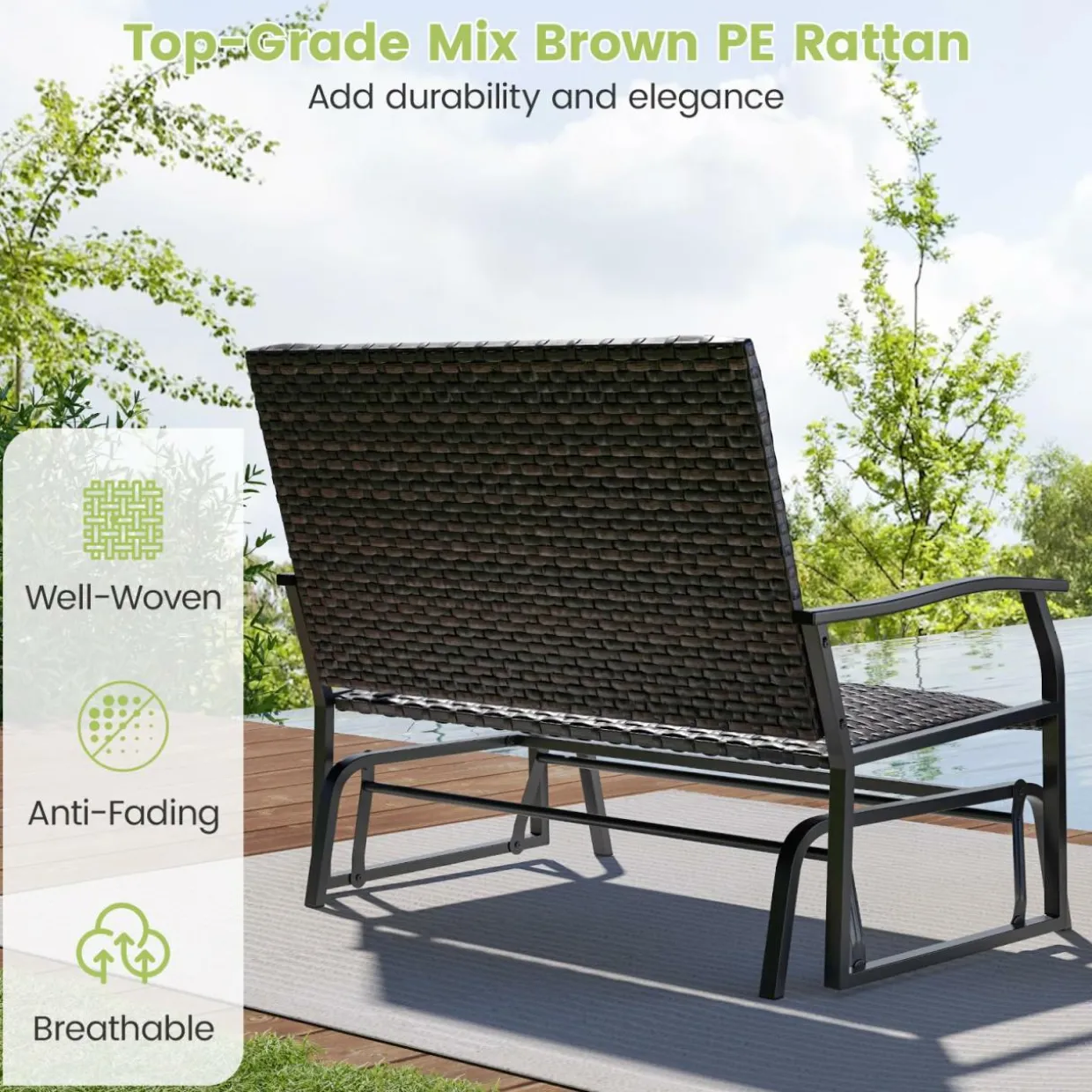 Tangkula Outdoor Swing Glider Bench