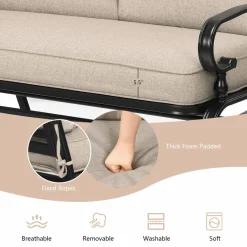 Tangkula Outdoor Swing Glider Chair , Patio Glider Bench for 2 Persons, Outdoor Rocking Loveseat with Steel Frame