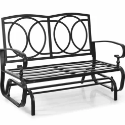Tangkula Outdoor Swing Glider Chair , Patio Glider Bench for 2 Persons, Outdoor Rocking Loveseat with Steel Frame