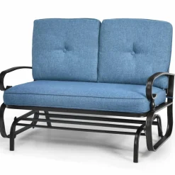 Tangkula Outdoor Swing Glider Chair , Patio Glider Bench for 2 Persons, Outdoor Rocking Loveseat with Steel Frame