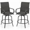 Tangkula Outdoor Swivel Bar Stools, Bar Height Tall Patio Chairs with Armrests & High Back