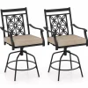 Tangkula Outdoor Swivel Bar Stools Set, Bar Height Patio Chairs with Seat Cushions