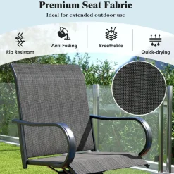 Tangkula Outdoor Swivel Bar Stools, Bar Height Tall Patio Chairs with Armrests & High Back