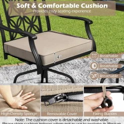 Tangkula Outdoor Swivel Bar Stools Set, Bar Height Patio Chairs with Seat Cushions