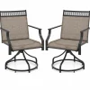Tangkula Outdoor Swivel Dining Chairs Set of 2/4, Patio Chairs with Quick-Drying Fabric and Metal Frame