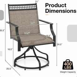 Tangkula Outdoor Swivel Dining Chairs Set of 2/4, Patio Chairs with Quick-Drying Fabric and Metal Frame