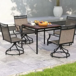 Tangkula Outdoor Swivel Dining Chairs Set of 2/4, Patio Chairs with Quick-Drying Fabric and Metal Frame