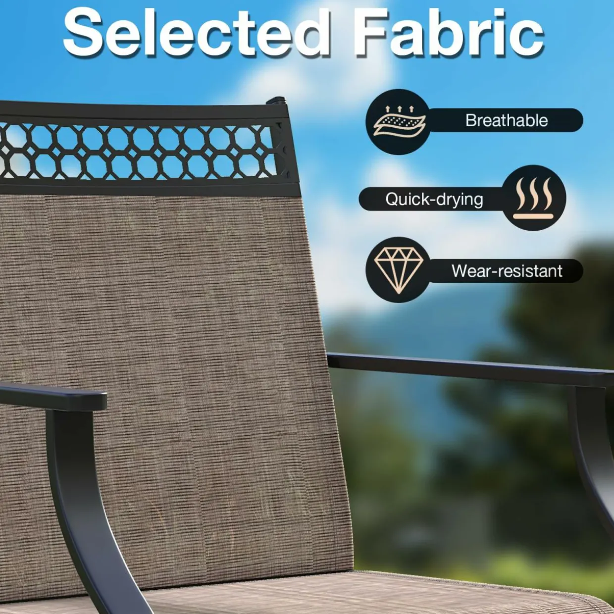 Tangkula Outdoor Swivel Dining Chairs Set of 2/4, Patio Chairs with Quick-Drying Fabric and Metal Frame