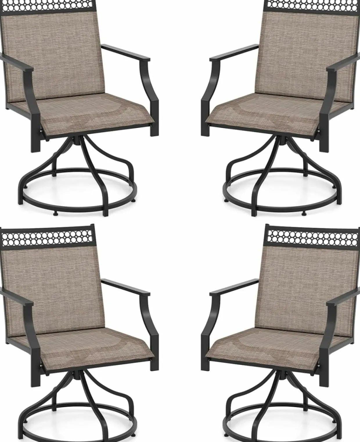 Tangkula Outdoor Swivel Dining Chairs Set of 2/4, Patio Chairs with Quick-Drying Fabric and Metal Frame