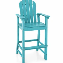 Tangkula Outdoor Tall Adirondack Chair 30 Inches Seat Height, HDPE Bar Height Patio Chair with High Backrest