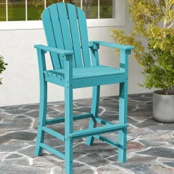 Tangkula Outdoor Tall Adirondack Chair 30 Inches Seat Height, HDPE Bar Height Patio Chair with High Backrest