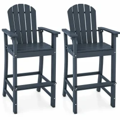 Tangkula Outdoor Tall Adirondack Chair 30 Inches Seat Height, HDPE Bar Height Patio Chair with High Backrest