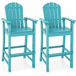 Tangkula Outdoor Tall Adirondack Chair 30 Inches Seat Height, HDPE Bar Height Patio Chair with High Backrest
