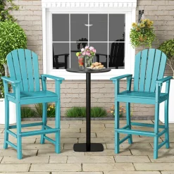 Tangkula Outdoor Tall Adirondack Chair 30 Inches Seat Height, HDPE Bar Height Patio Chair with High Backrest