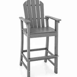 Tangkula Outdoor Tall Adirondack Chair 30 Inches Seat Height, HDPE Bar Height Patio Chair with High Backrest