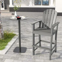 Tangkula Outdoor Tall Adirondack Chair 30 Inches Seat Height, HDPE Bar Height Patio Chair with High Backrest