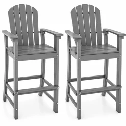 Tangkula Outdoor Tall Adirondack Chair 30 Inches Seat Height, HDPE Bar Height Patio Chair with High Backrest