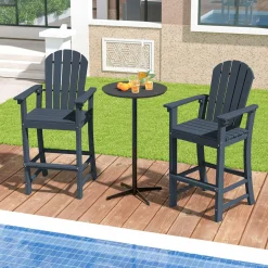 Tangkula Outdoor Tall Adirondack Chair 30 Inches Seat Height, HDPE Bar Height Patio Chair with High Backrest