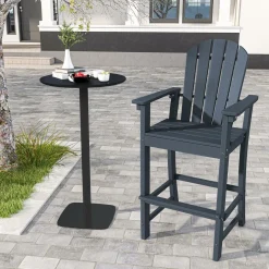 Tangkula Outdoor Tall Adirondack Chair 30 Inches Seat Height, HDPE Bar Height Patio Chair with High Backrest