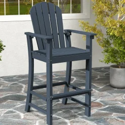 Tangkula Outdoor Tall Adirondack Chair 30 Inches Seat Height, HDPE Bar Height Patio Chair with High Backrest