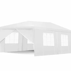 TANGKULA Outdoor Tent 10x20, White Party Wedding Tent Canopy with Removable Sidewalls