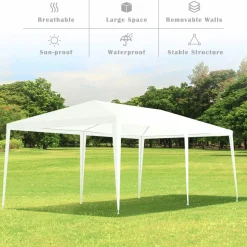 TANGKULA Outdoor Tent 10x20, White Party Wedding Tent Canopy with Removable Sidewalls