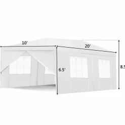 TANGKULA Outdoor Tent 10x20, White Party Wedding Tent Canopy with Removable Sidewalls
