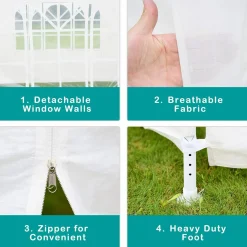 TANGKULA Outdoor Tent 10x20, White Party Wedding Tent Canopy with Removable Sidewalls