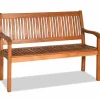 Tangkula Outdoor Wood Bench, Two Person Solid Wood Garden Bench w/Curved Backrest and Wide Armrest
