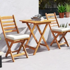 Tangkula Outdoor Wood Bistro Set