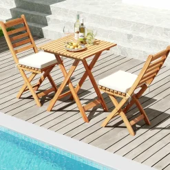 Tangkula Outdoor Wood Bistro Set
