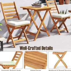 Tangkula Outdoor Wood Bistro Set