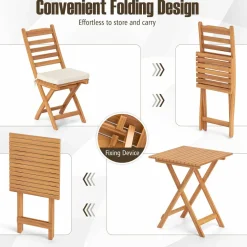 Tangkula Outdoor Wood Bistro Set