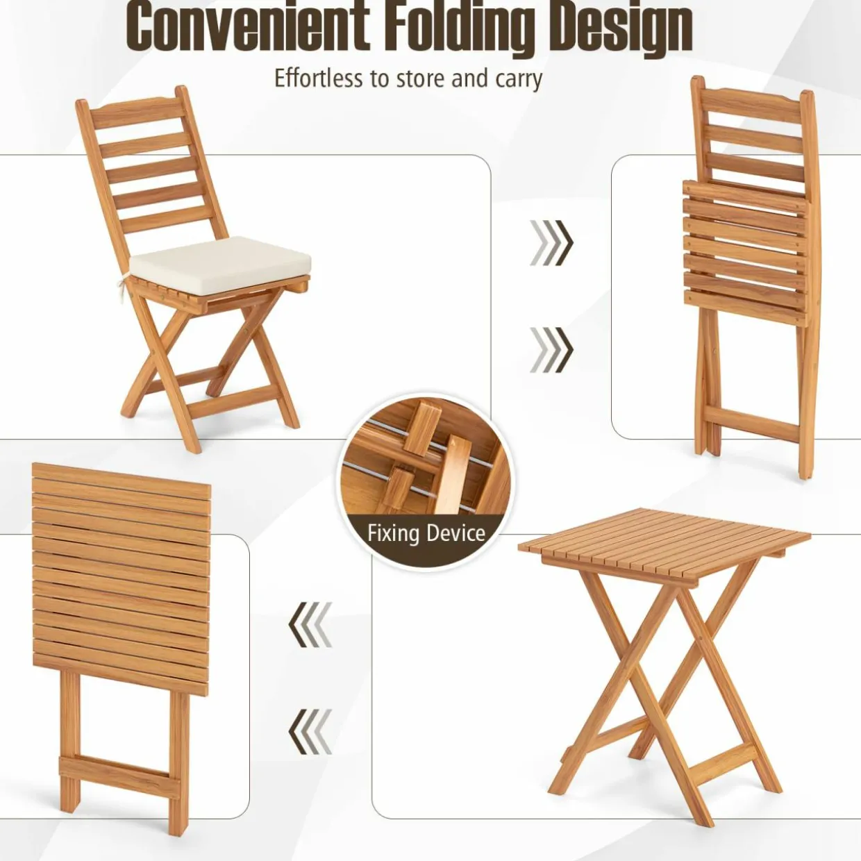 Tangkula Outdoor Wood Bistro Set