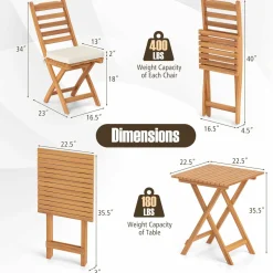 Tangkula Outdoor Wood Bistro Set