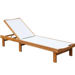 Tangkula Outdoor Wood Chaise Lounge Chair, Patio Chaise Lounger with 5-Postion Adjustable Back